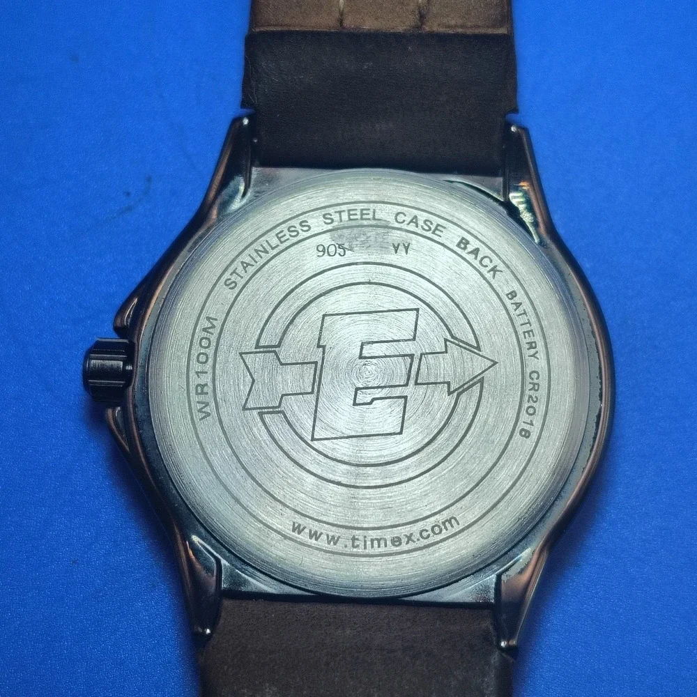 Vintage 2009 Timex Expedition Indiglo Date 49mm Mens Quartz Watch Leather 5-7.75